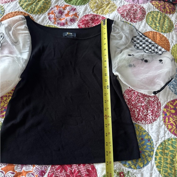 Anthropologie Maeve Silk Puff-Sleeve Sweater Top, M - Picture 10 of 16